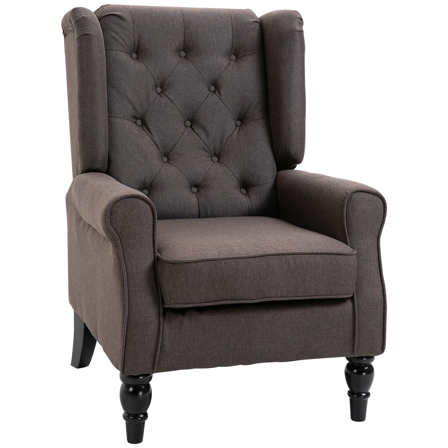 Modern Accent Chairs Button Tufted Armchair, Large Living Room Chair with Wood Legs, Rolled Arms, Thick Padding for Mode