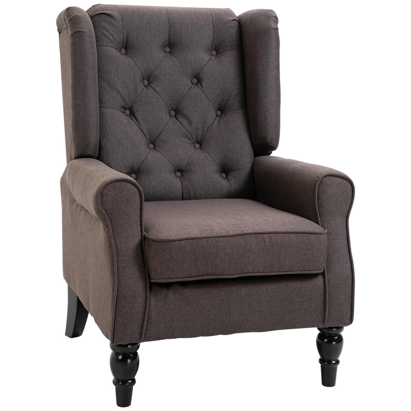 Modern Accent Chairs Button Tufted Armchair, Large Living Room Chair with Wood Legs, Rolled Arms, Thick Padding for Mode