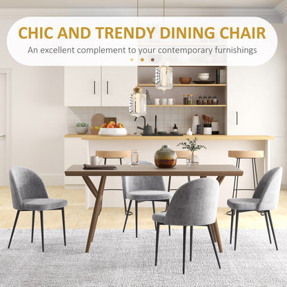 Modern Dining Chairs, Mid-Back Velvet-touch Upholstery Side Chair, Table Chair for Living Room, Dining Room, Grey, Set o