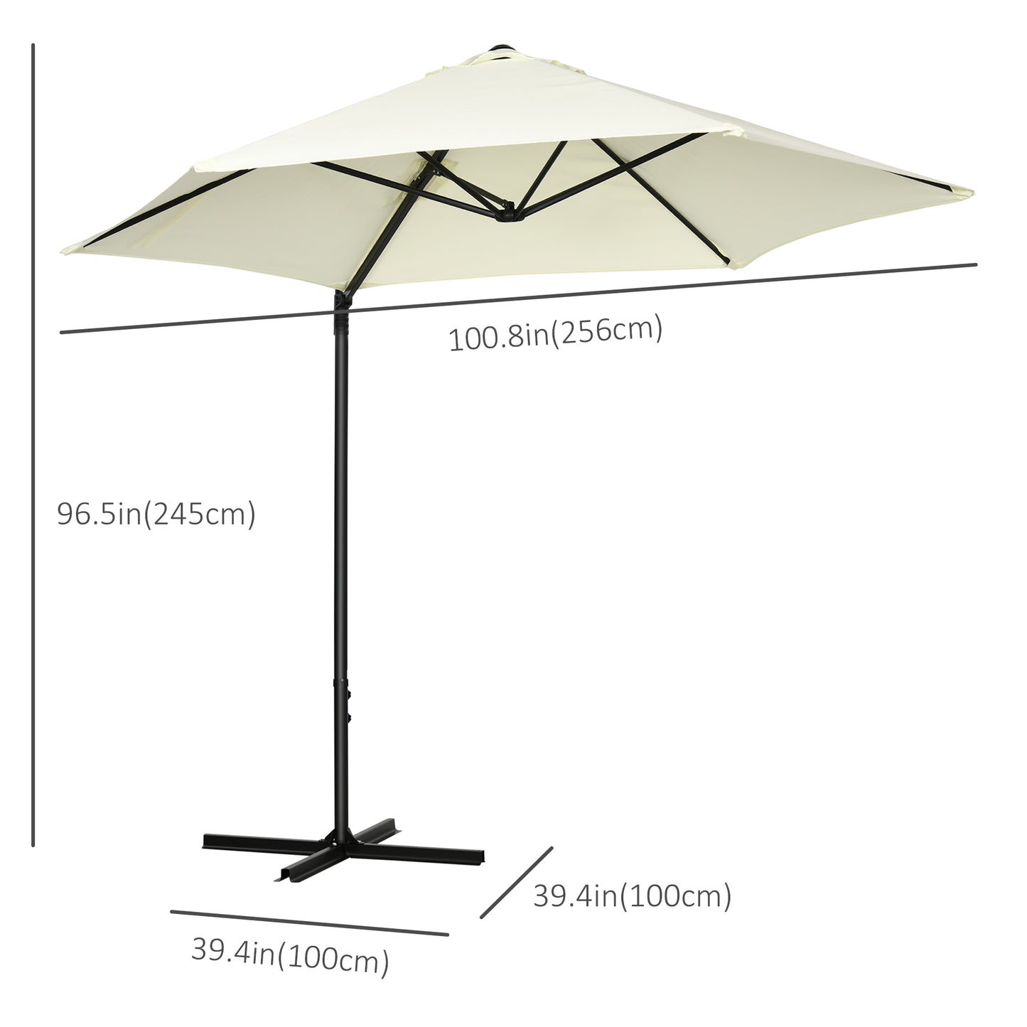 8.5FT Offset Patio Umbrella with 360° Rotation, Outdoor Cantilever Roma Parasol Hanging Sun Shade Canopy Shelter with Cr