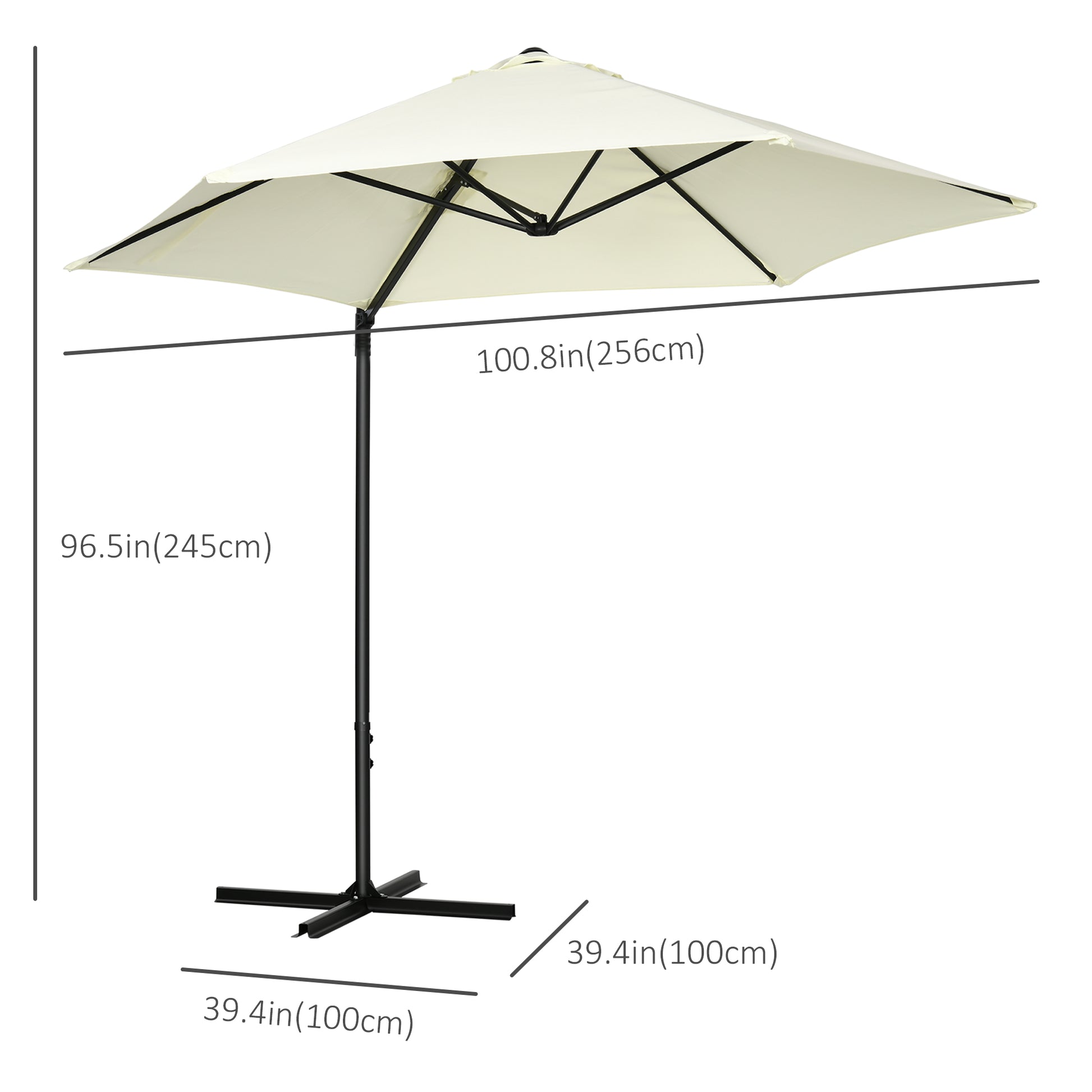 8.5FT Offset Patio Umbrella with 360° Rotation, Outdoor Cantilever Roma Parasol Hanging Sun Shade Canopy Shelter with Cr