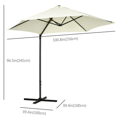 8.5FT Offset Patio Umbrella with 360° Rotation, Outdoor Cantilever Roma Parasol Hanging Sun Shade Canopy Shelter with Cr