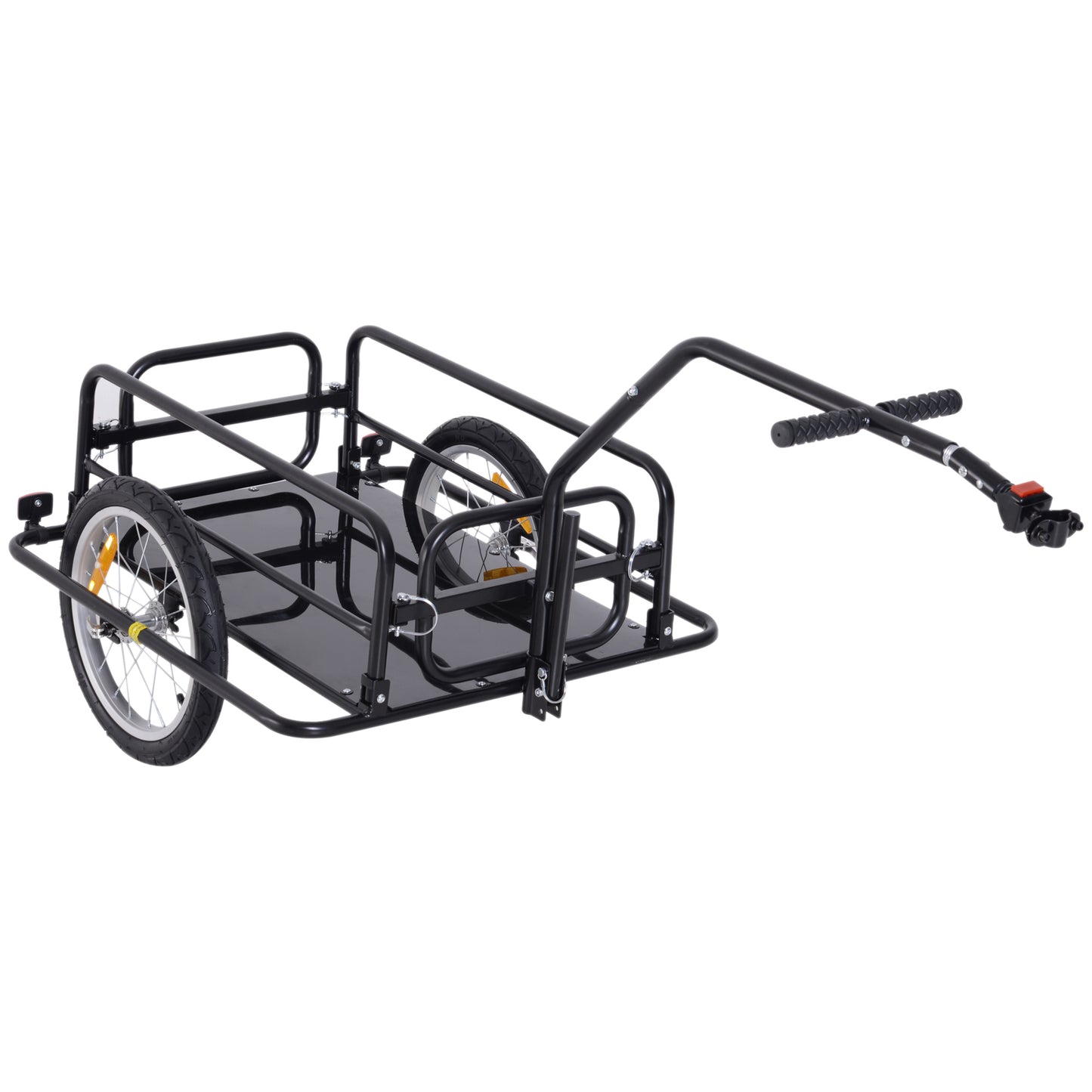 VarietyKart Folding Bicycle Cargo Trailer Utility Bike Cart Carrier Garden Patio Tool with Hitch Black