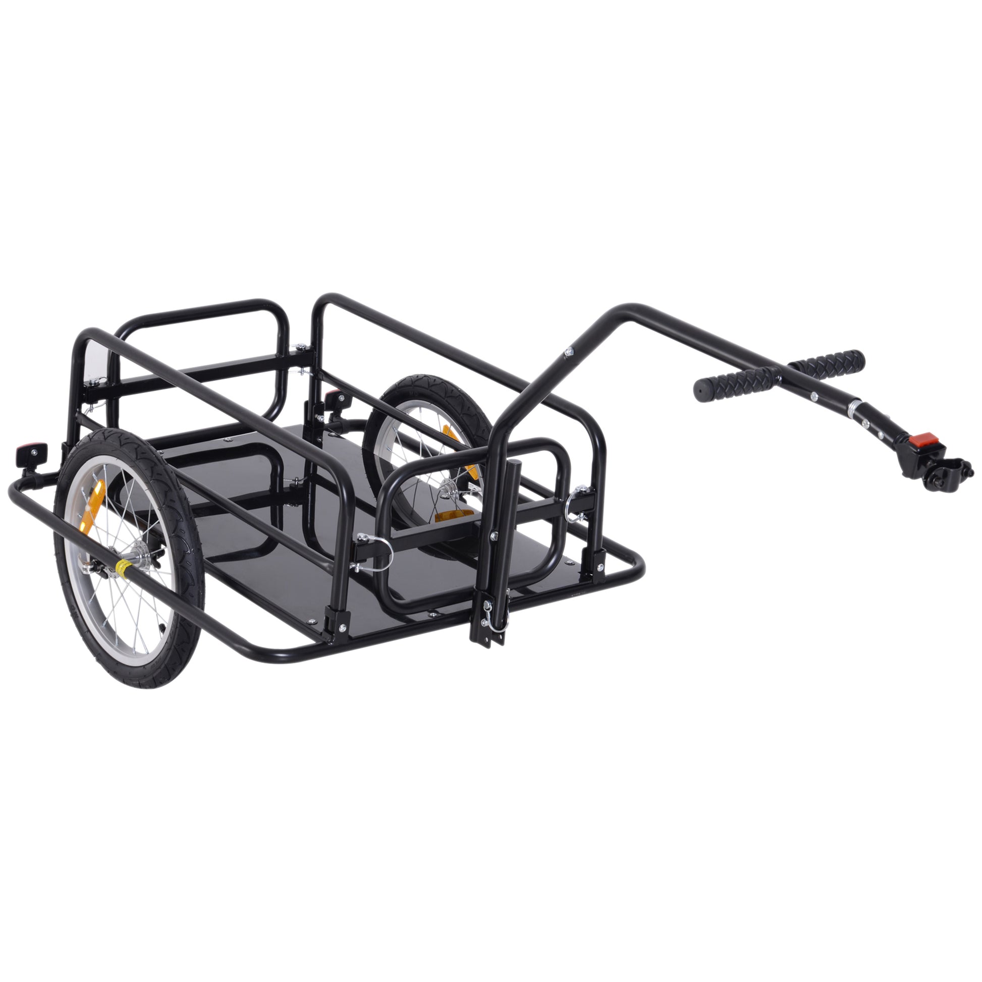 VarietyKart Folding Bicycle Cargo Trailer Utility Bike Cart Carrier Garden Patio Tool with Hitch Black