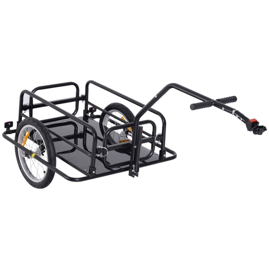 VarietyKart Folding Bicycle Cargo Trailer Utility Bike Cart Carrier Garden Patio Tool with Hitch Black