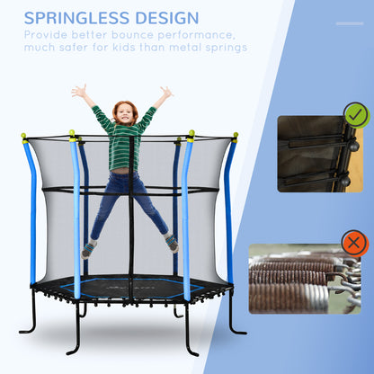 Soozier 63" Kids Trampoline Mini Indoor Bouncer Jumper with Enclosure Net Elastic Thick Padded Pole Gift for Child Toddl