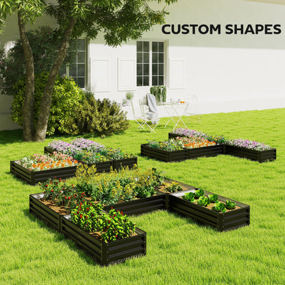 Steel Raised Garden Bed, Set of 5 Large Box Planters for Outdoor Plants Vegetables Flowers Herbs, 8x8x1ft, Black
