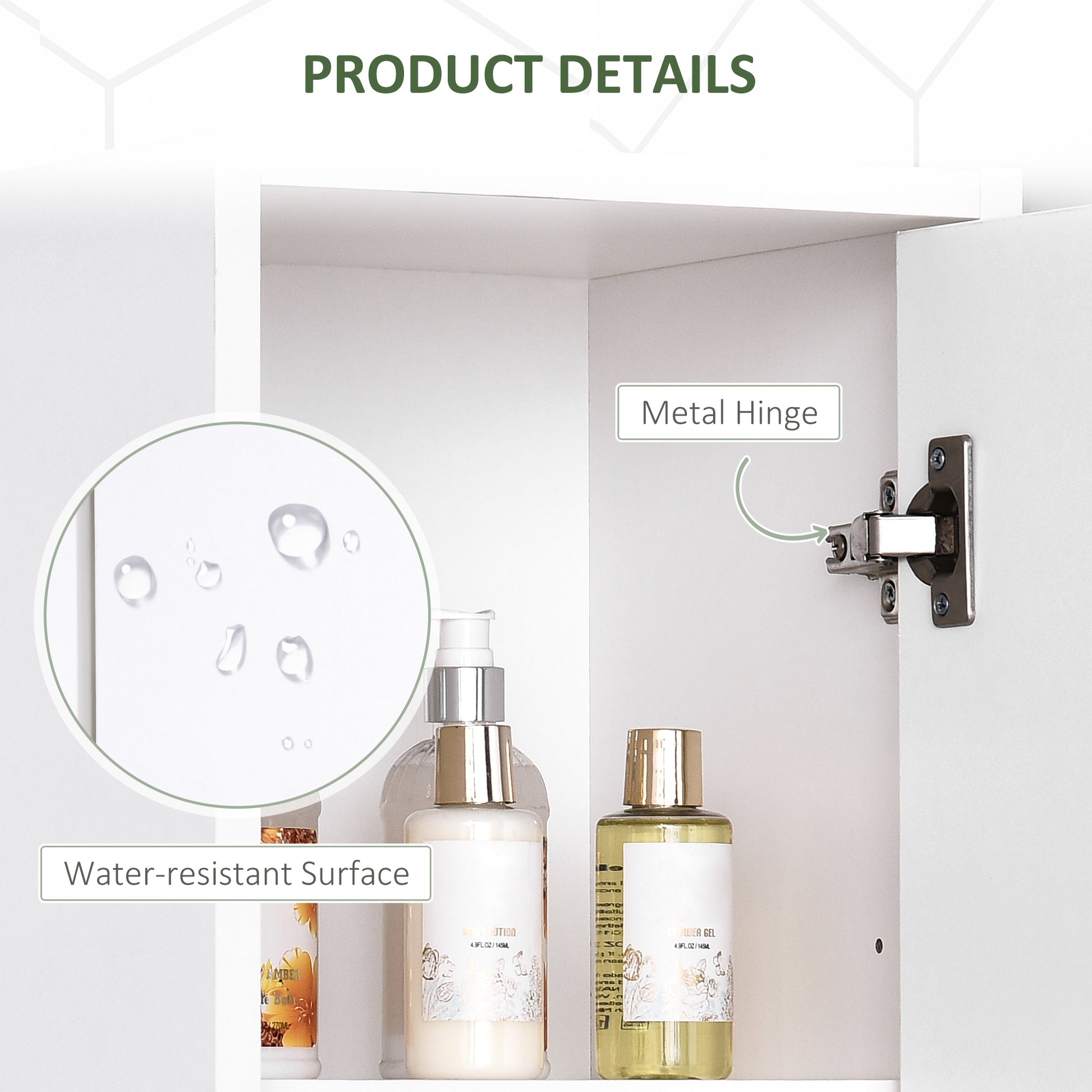 Tall Bathroom Vanities, Narrow Bathroom Cabinets with 2 Doors, Open Compartment and Adjustable Shelves, White