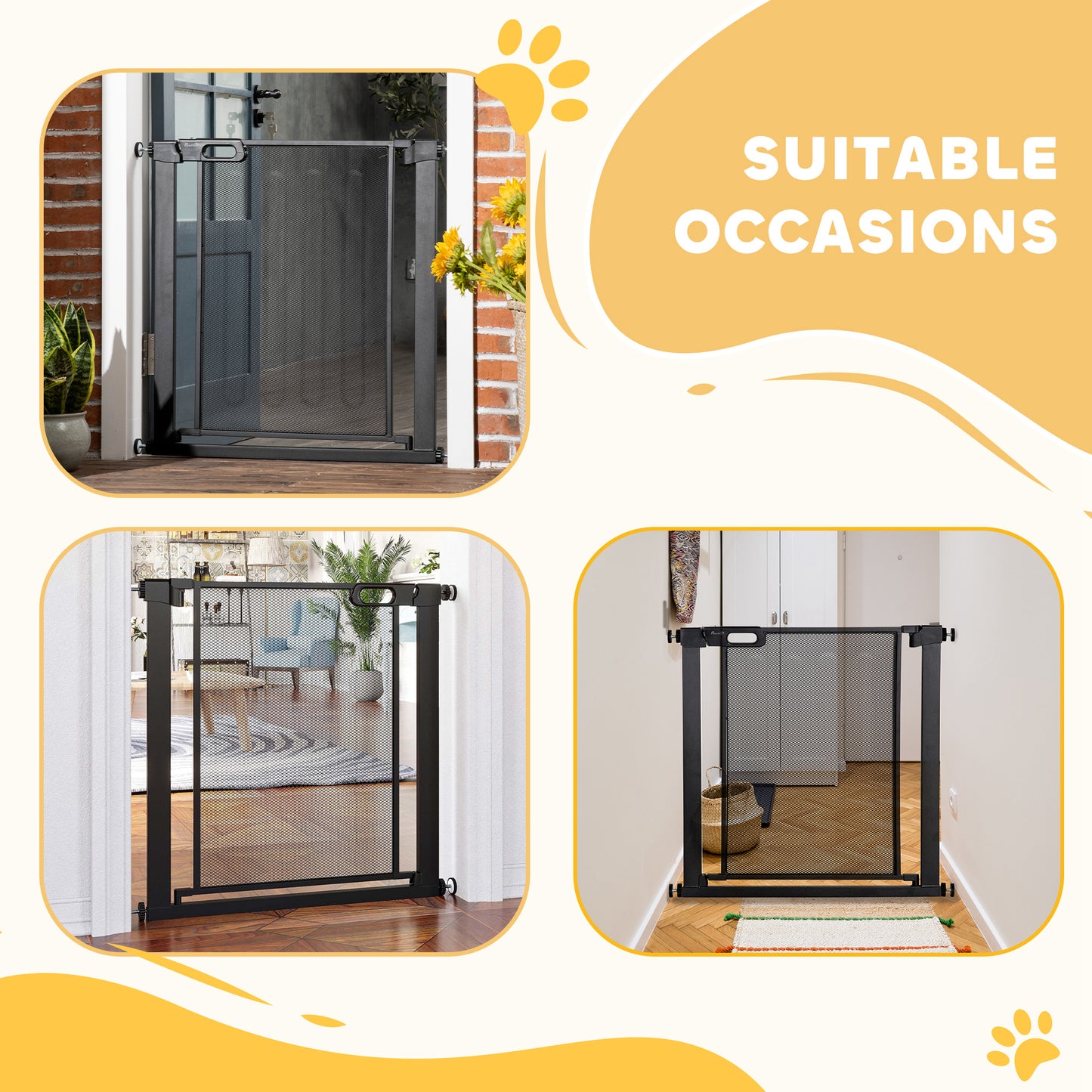 29.5"-32.3" Metal Pet Gate, w/ Auto Closing Door, Double Locking, Dog Gate for Doorways, Stairs, Hallways, Indoor/Outdoo