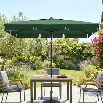 6.5x4ft Rectangle Patio Umbrella Aluminum Tilt Adjustable Garden Parasol Sun Shade Outdoor Canopy Green