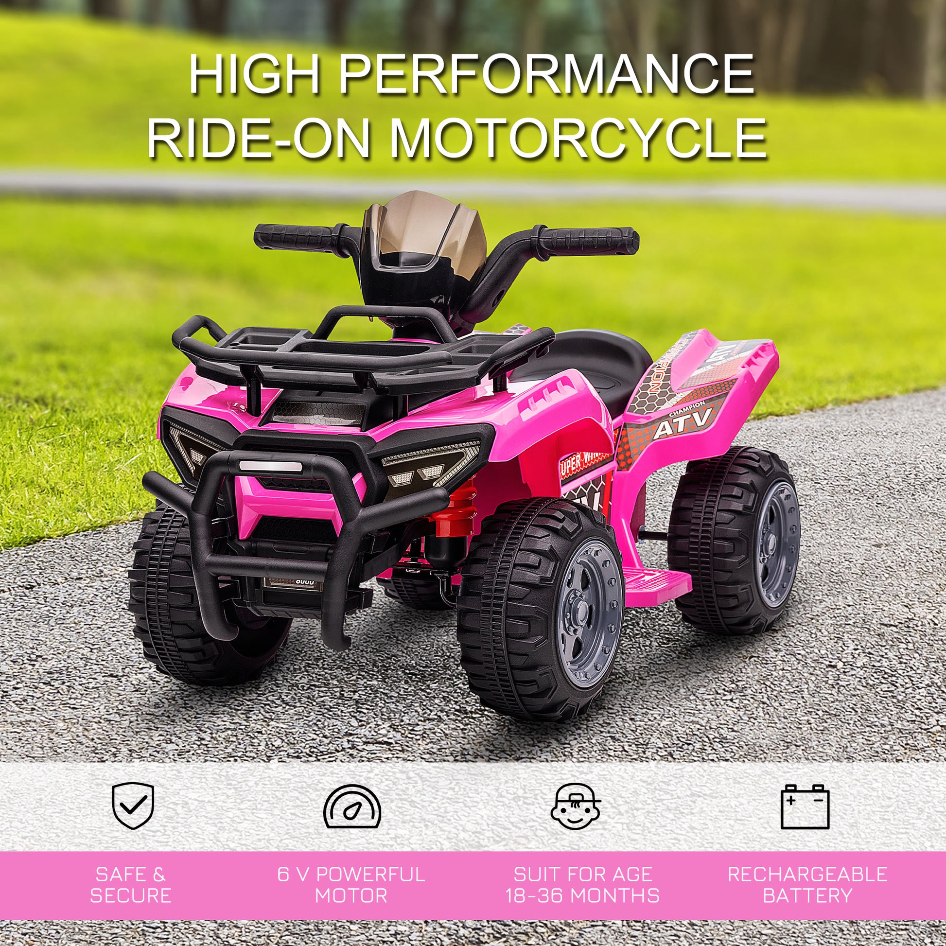 VarietyKart 6V Kids ATV Quad, 4 Wheeler Battery Powered Electric Ride on Car with Music, Forward, for Boys and Girls Age