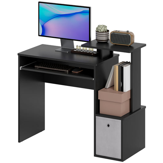 Computer Desk with Sliding Keyboard Tray Storage Drawer Shelf Home Office Workstation Black