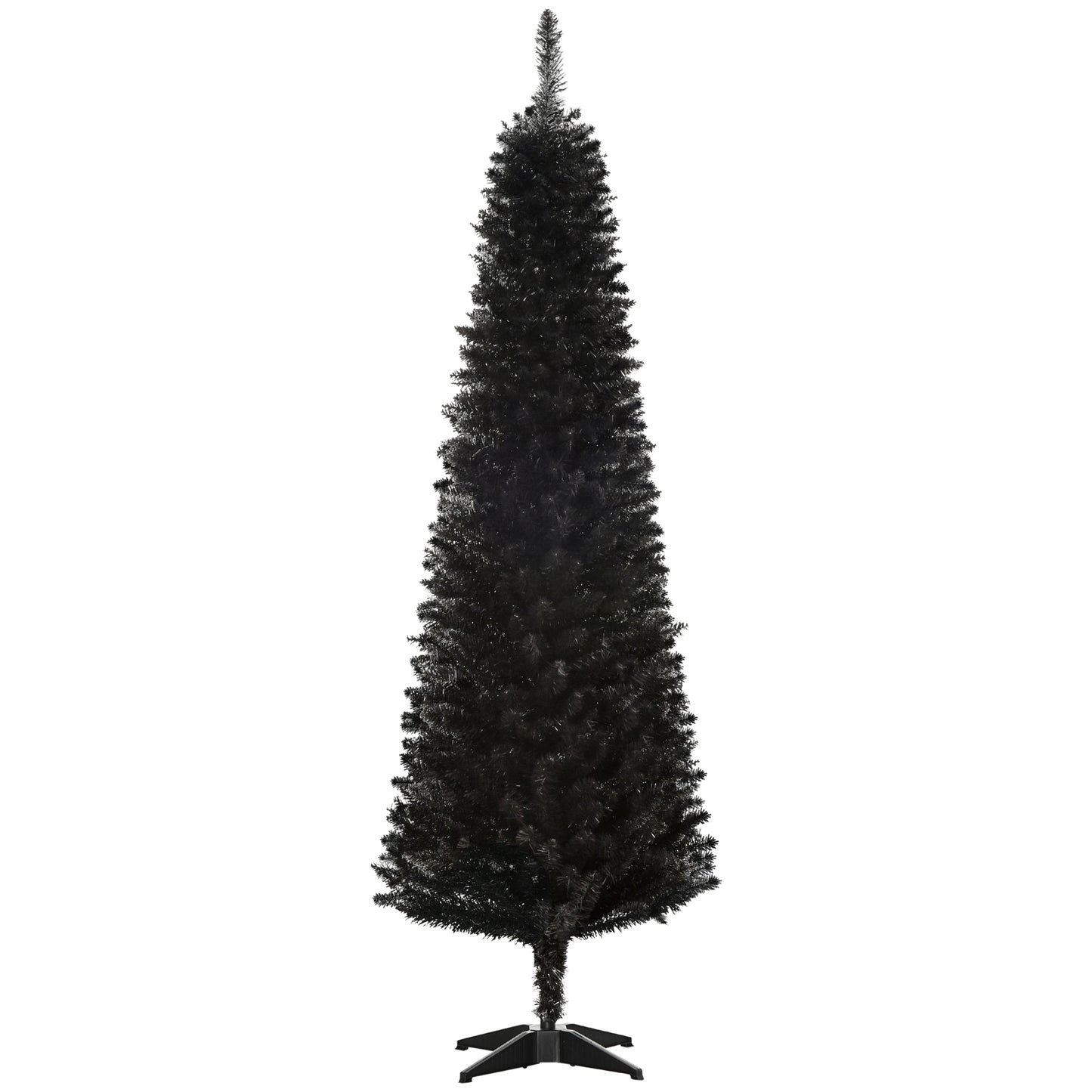 6 Pencil Christmas Tree, Slim Artificial Xmas Tree with Realistic Branches, Sturdy Metal Stand, Black