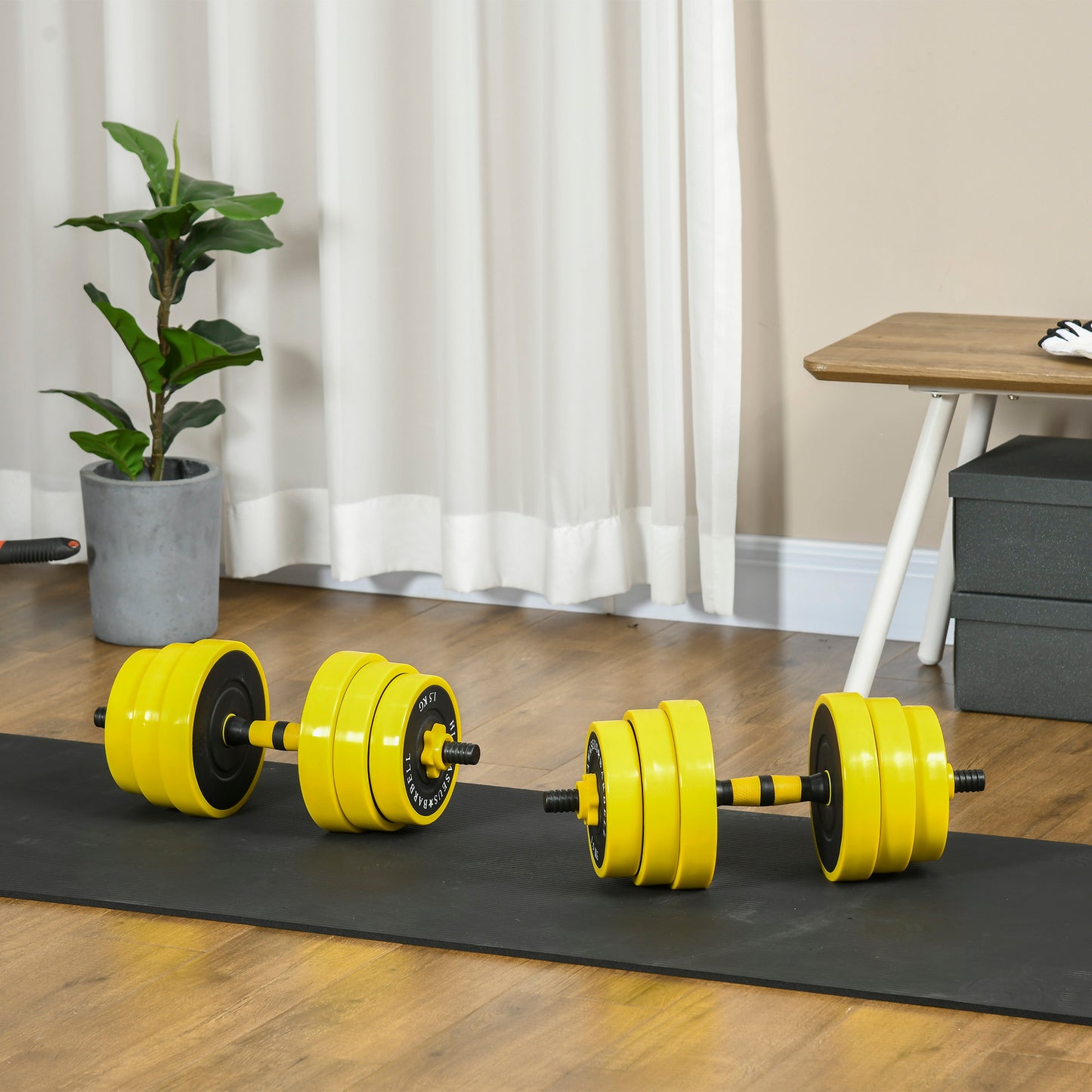 Soozier Dumbbell & Barbell Adjustable Set 66lbs Plate Bar Clamp Rod for Strength Training, Full Body Workout, Muscle Bui