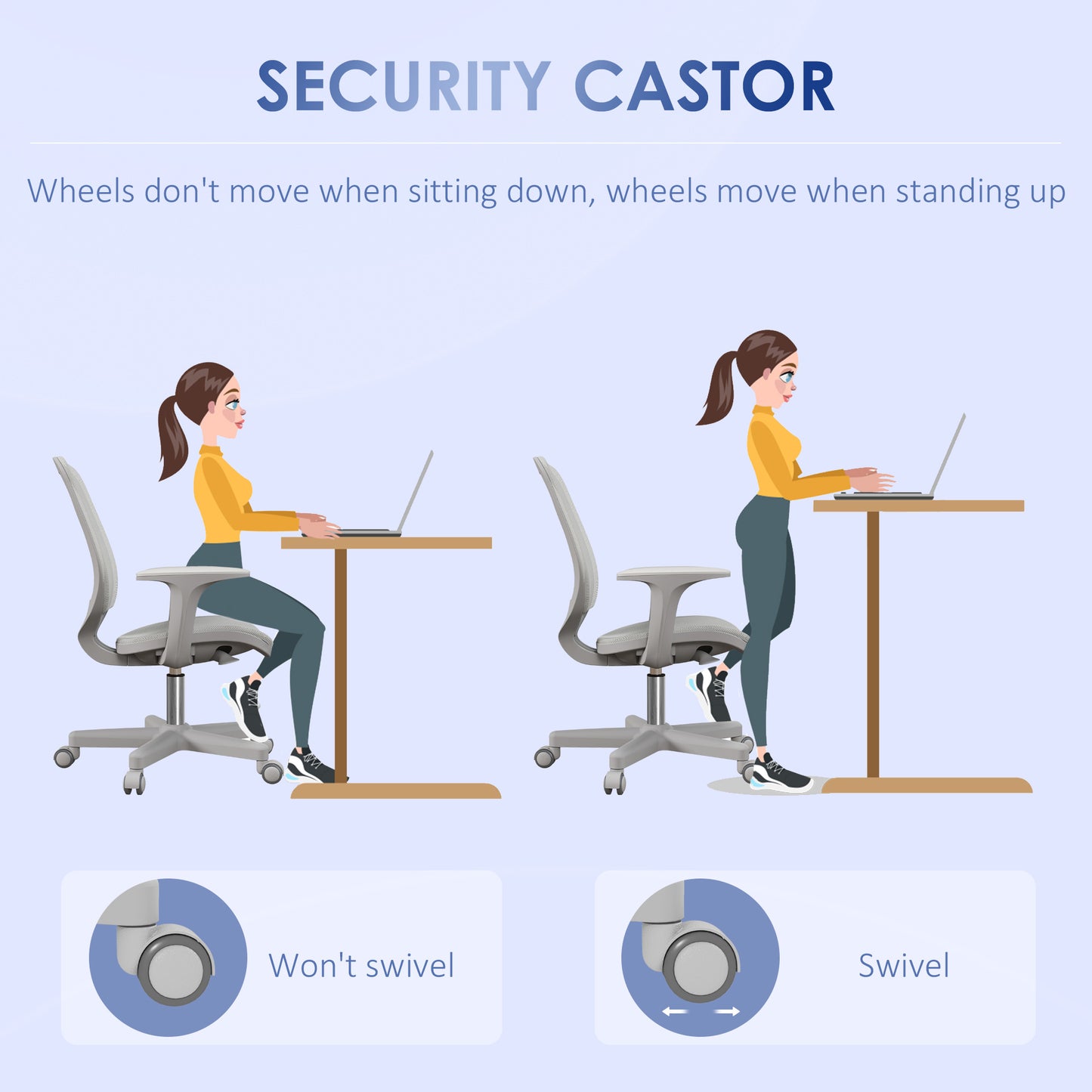 Office Chair, Small Computer Desk Chair with Mesh Back, Swivel Castors, Arm, Grey