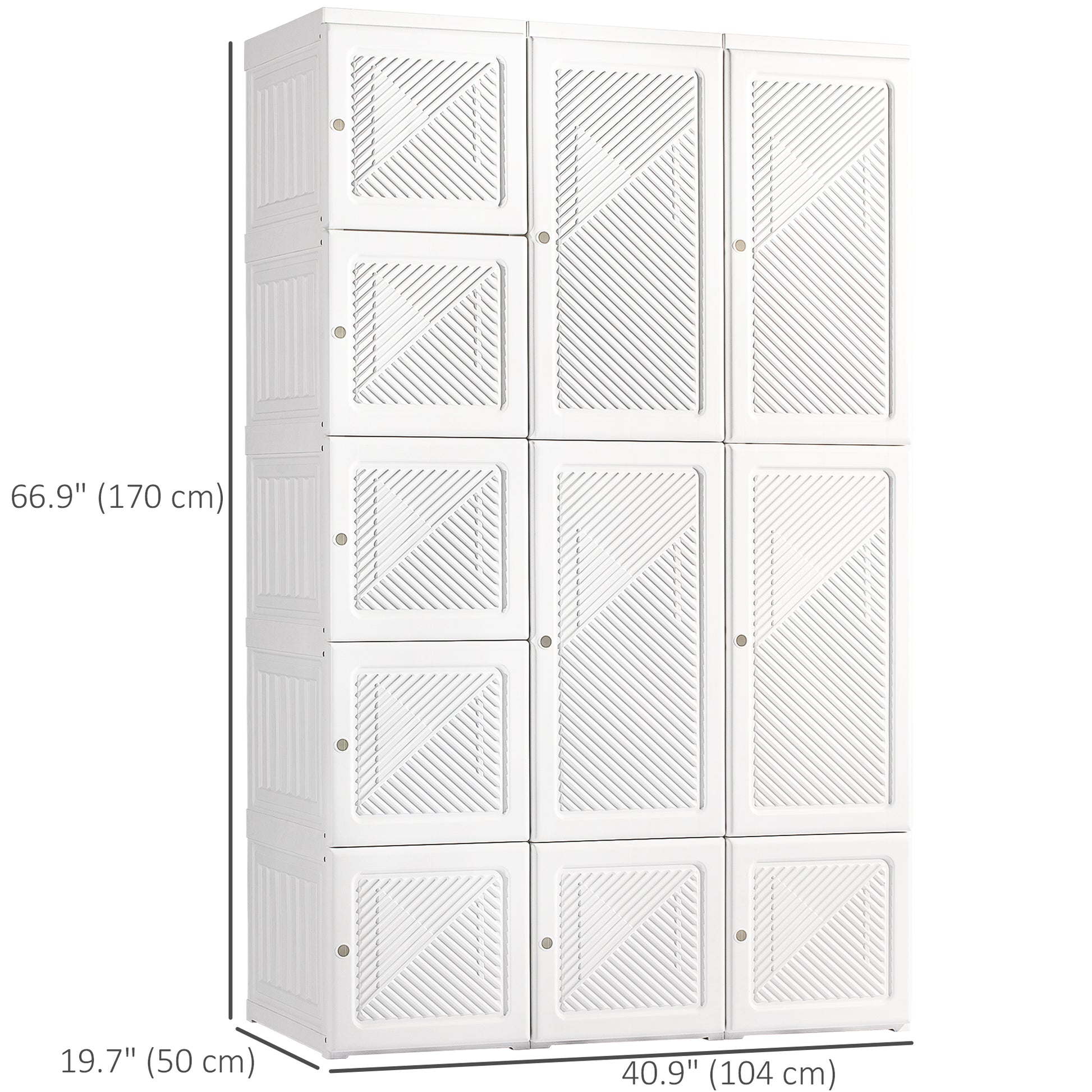 Portable Wardrobe Closet, Folding Bedroom Wardrobe, Clothes Storage Organizer with 8 Cube Compartments, White