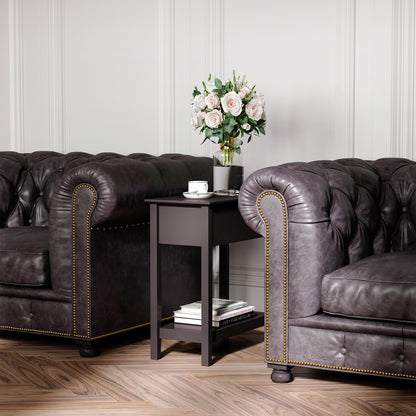 End Side Table in Flip Top Design with Cabinet and Bottom Shelf, Storage Furniture Decoration for Bedroom Living Room Of