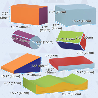 Soozier 7 Pieces Soft Play Foam Climbing Blocks, Indoor Modular Kids Play Toys for Climbing, Crawling, Sliding, Dark Col