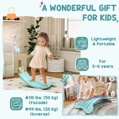 Qaba 24.4" Kids Balance Board, Wobble Board Toddler Curved Rocker, Preschool Balance & Sensory Play Toy, Ages 3-6 Light 
