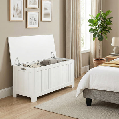 Large Storage Box Storage Trunk Cabinet Container with Lid and 2 Safety Hinges, White