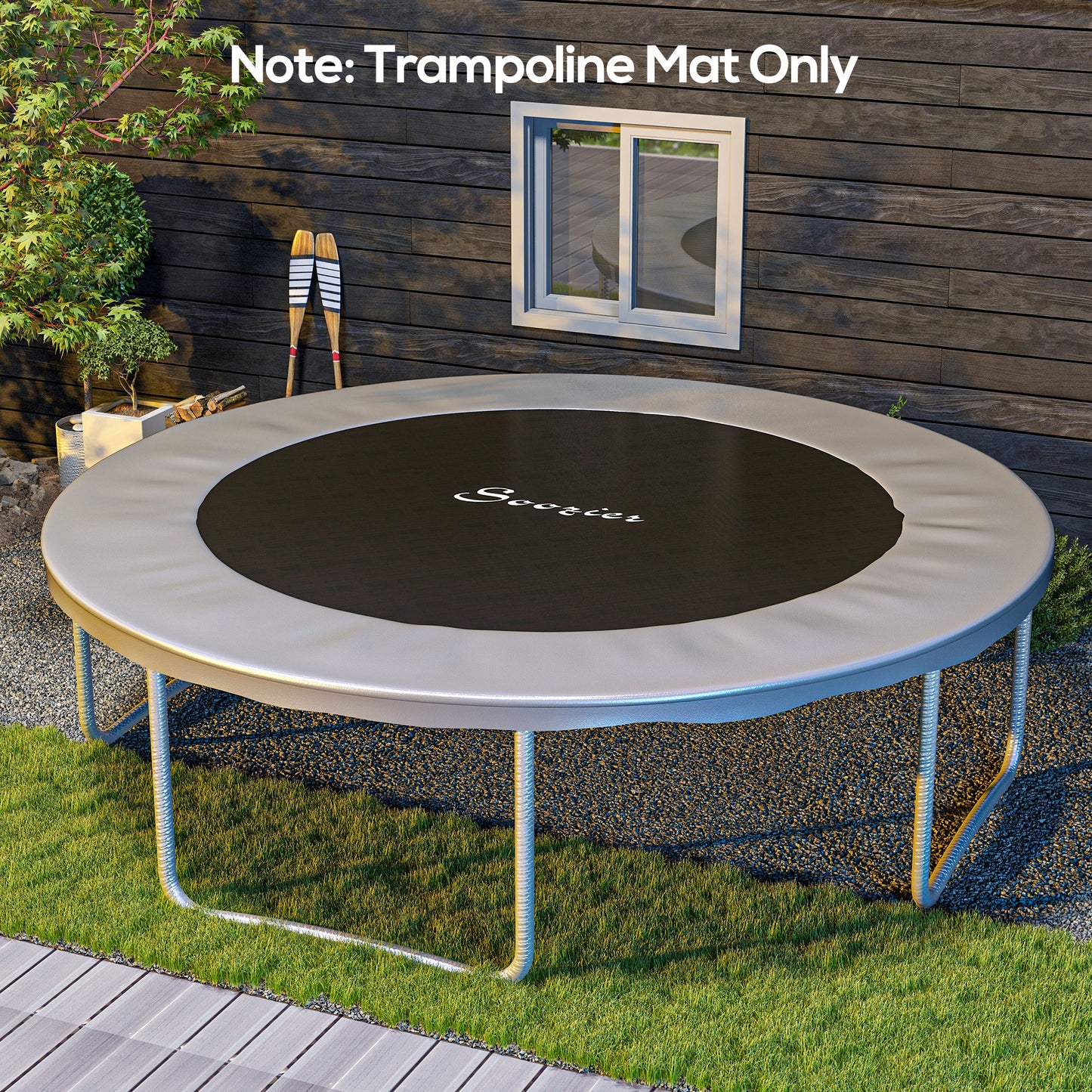 Soozier Trampoline Replacement Mat, Fits 14' Trampoline w/ 80 V-Hooks & 5.5" Springs (Spring & Frame not Included), Gree