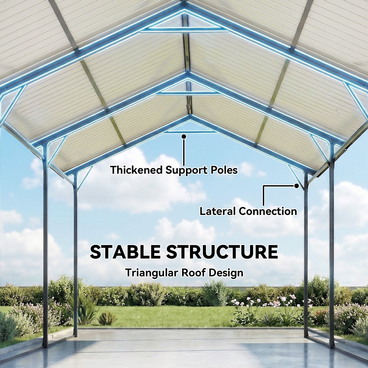 10 x 15ft Metal Carport, Heavy-Duty Carport Canopy with Reinforced Steel Frame & Roof, All-Weather Protection