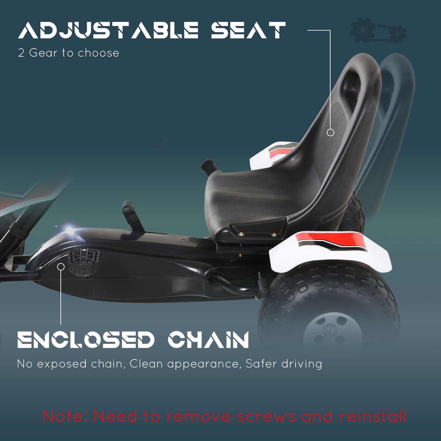 VarietyKart Kids Pedal Go Kart Children Racing Style Ride on Car with Adjustable Seat, Plastic Wheels, Handbrake and Shi