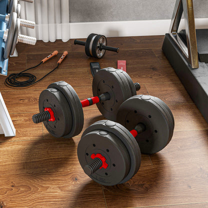 Soozier 33lbs 2-in-1 Adjustable Dumbbells Weight Set, Dumbbell Hand Weights Barbell for Body Fitness, Lifting Training f