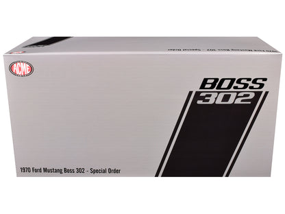 1970 Ford Mustang BOSS 302 "Special Order" Light Silver Metallic with Black Stripes Limited Edition to 302 pieces Worldwide 1/18 Diecast Model Car by ACME
