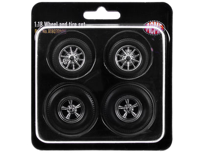 "Drag" Wheel and Tire Set of 4 pieces from "1957 Chevrolet 150 Gasser 'High Roller'" for 1/18 Scale Models by ACME