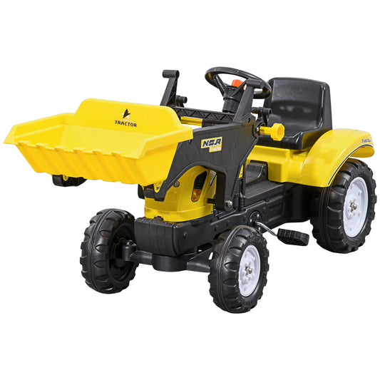 VarietyKart Ride on Tractor for Kids, Pedal Construction Car with Front Loader Digger for 3 Years Old, Yellow