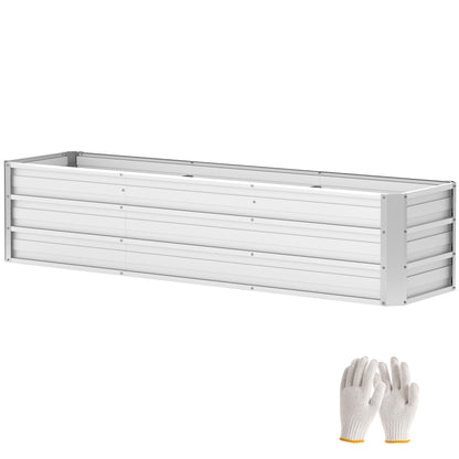 6' x 1.5' x 1.3' Galvanized Raised Garden Bed, Elevated Large Metal Planter Box w/ Install Gloves for Backyard, Patio to