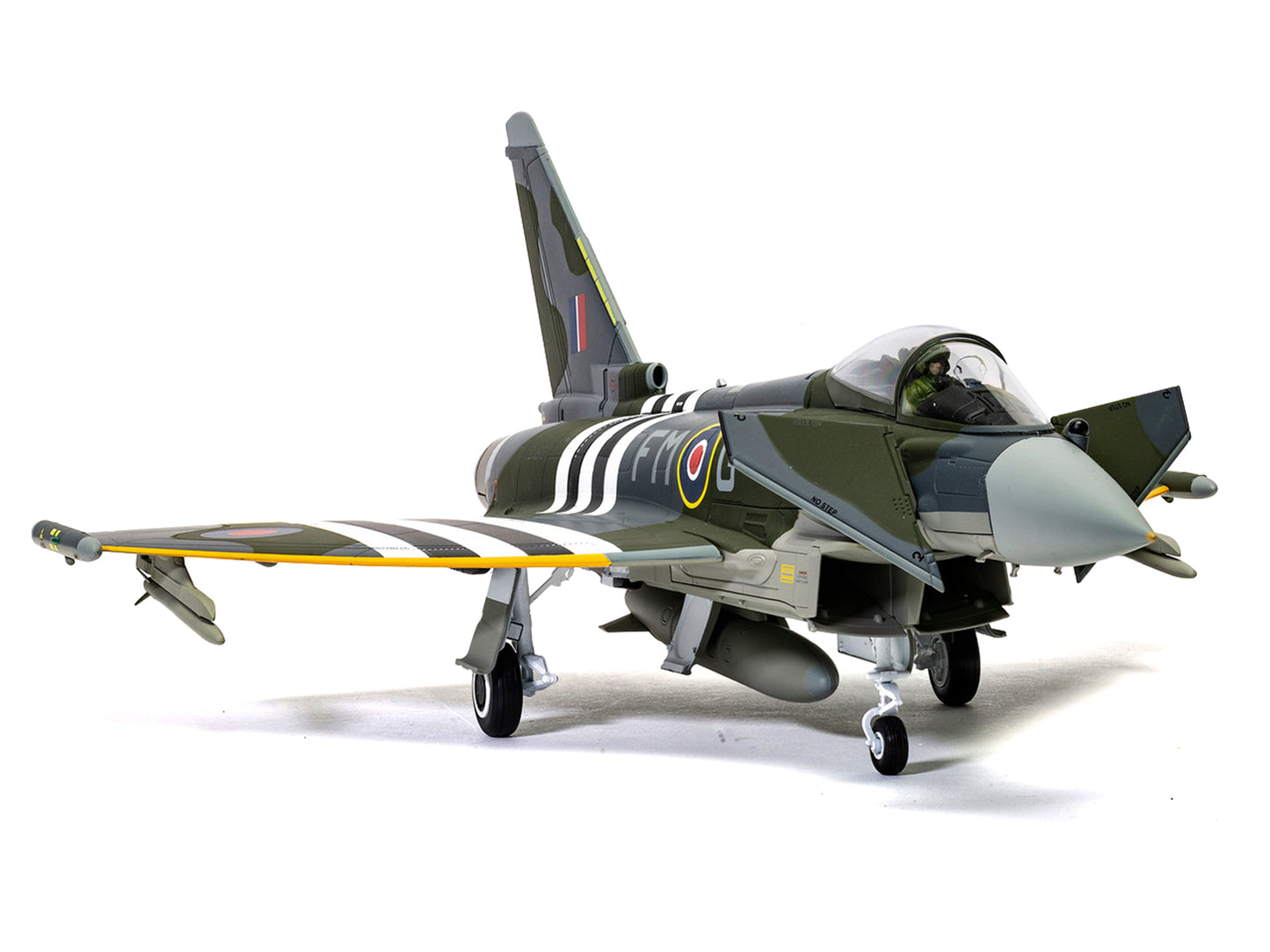 Eurofighter Typhoon FGR4 Fighter Aircraft "ZJ913 FM-G Moggy D-Day 80th Anniversary Display Scheme" (2024) Royal Air Force "The Aviation Archive" Series 1/48 Diecast Model by Corgi