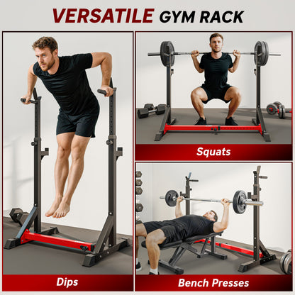 Soozier Squat Rack, Power Rack with Adjustable Height & Width, Strength Training Equipment with Barbell Storage Racks & 