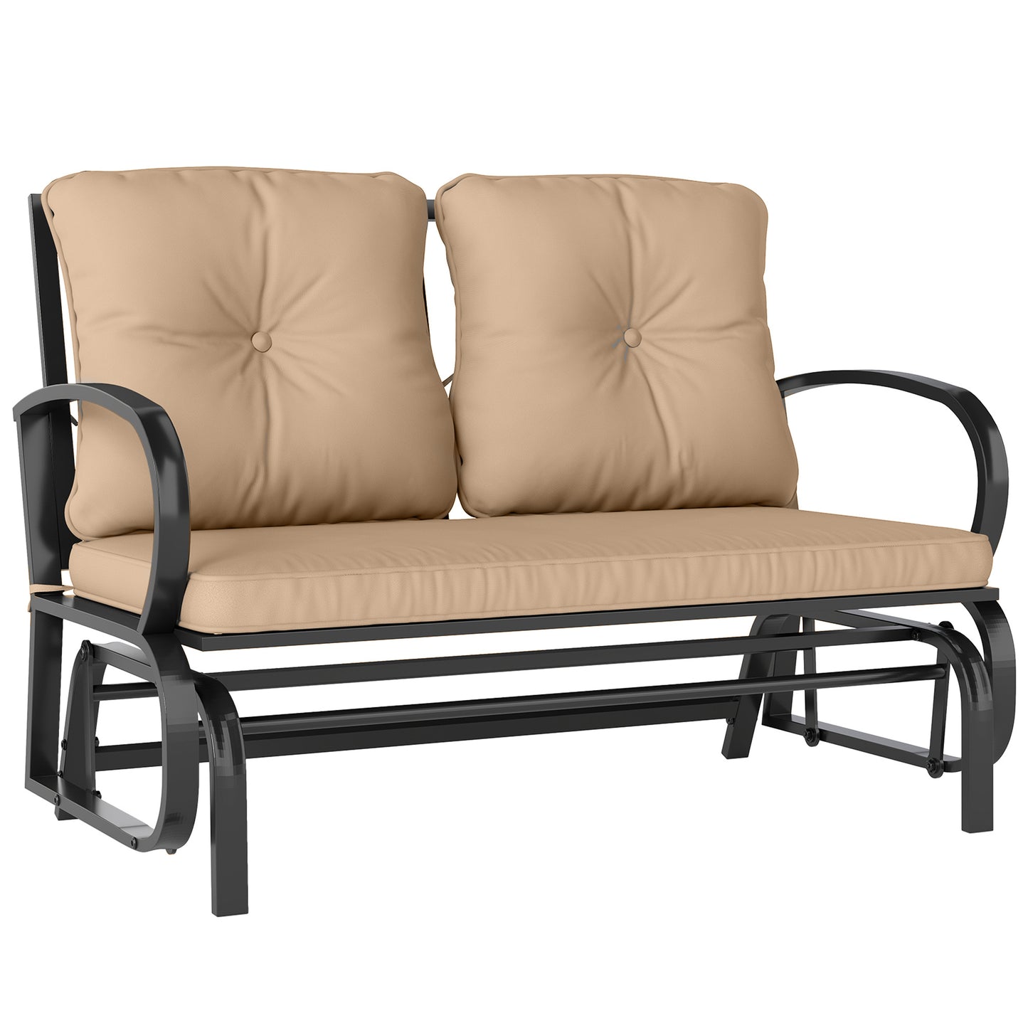 2-Person Outdoor Glider Chair, Patio Double Rocking Loveseat with Steel Frame and Cushions for Backyard, Garden and Porc