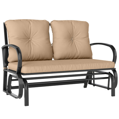 2-Person Outdoor Glider Chair, Patio Double Rocking Loveseat with Steel Frame and Cushions for Backyard, Garden and Porc