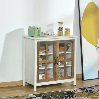 Kitchen Sideboard, Glass Door Buffet Cabinet, Accent Storage Cabinet with 2 Glass Doors and Adjustable Shelf for Dining 