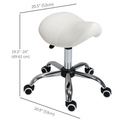 Ergonomic Saddle Stool with Wheels, Adjustable PU Leather Saddle Chair, 360° Swivel, No Back Pain, Healthy Posture, Salo