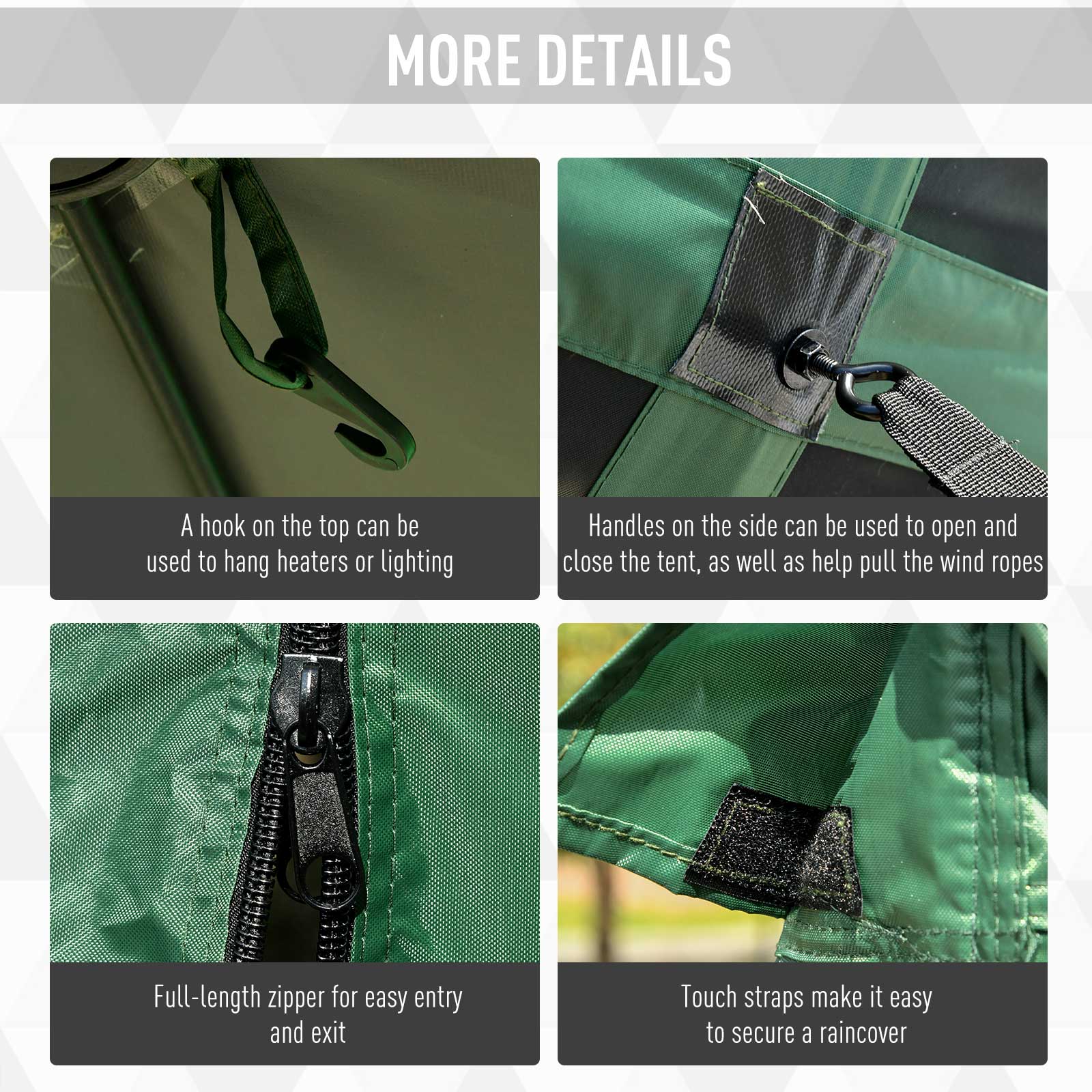 Pop-Up Tent, Foldable Screen Tent with Carry Bag, Zippered Door and Ground Stakes, Fits 3-4 People, Green