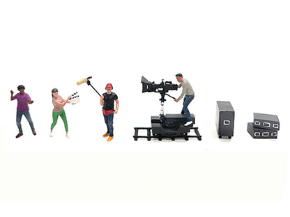 "Behind The Scenes #2" 7 piece (4 People 3 Accessories) Diecast Figures Set 1/64 Scale Models by American Diorama