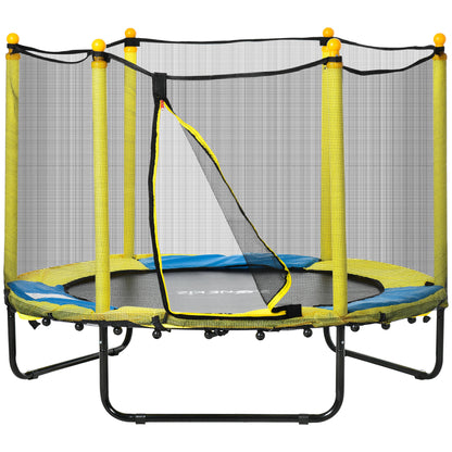 Qaba 4.6FT Trampoline for Kids with Enclosure Net for Ages 3-6, Indoor Outdoor Use, Yellow
