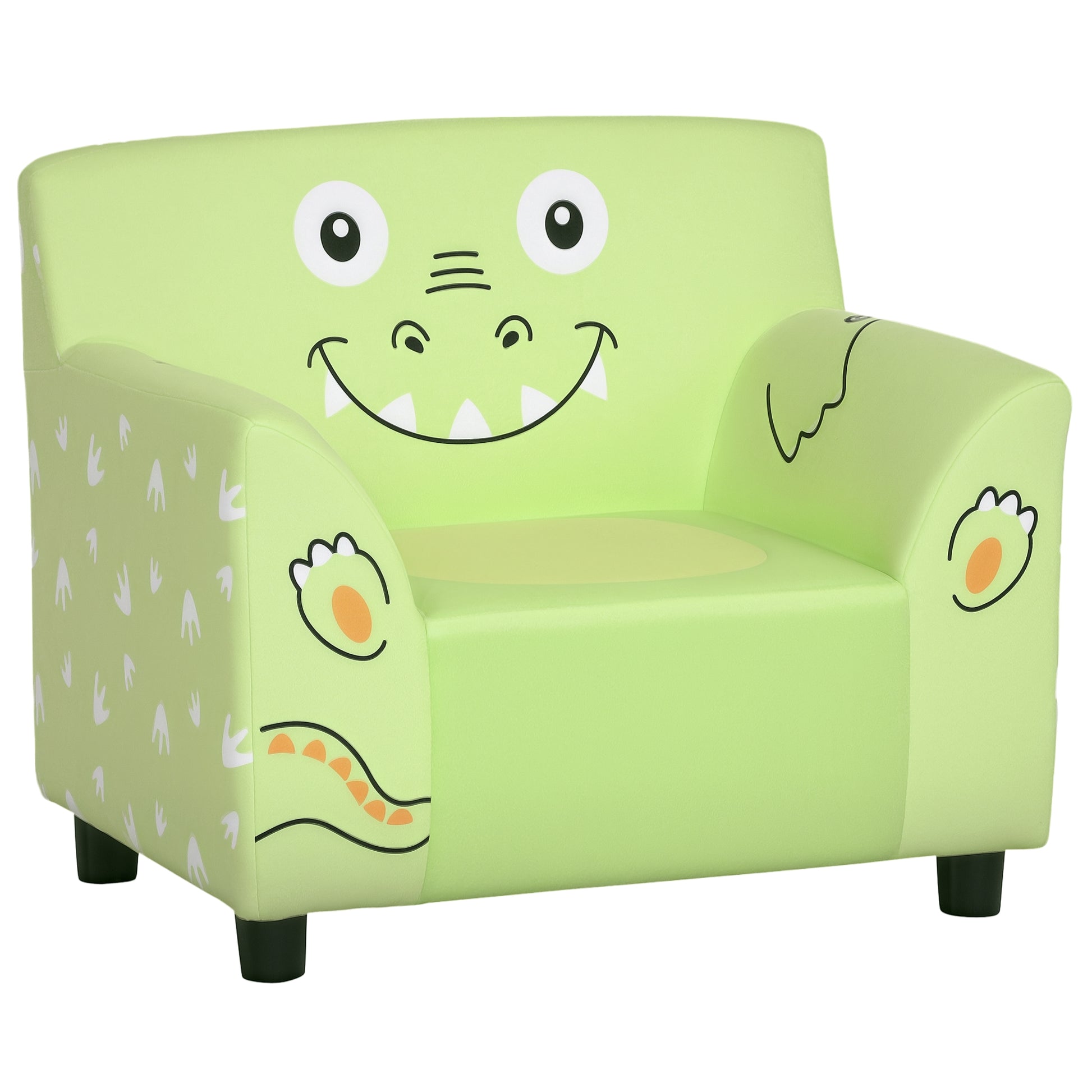 Qaba Kids Sofa, Armrest Chair for Preschool, Toddler Couch for Kids Room, Kindergarten with Cute Animal Print, Super-sof
