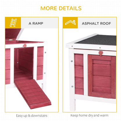 Wooden Rabbit Hutch, Bunny Cage with Waterproof & Openable Asphalt Roof, Outdoor Cat House Guinea Pig Cage Duck Shelter,