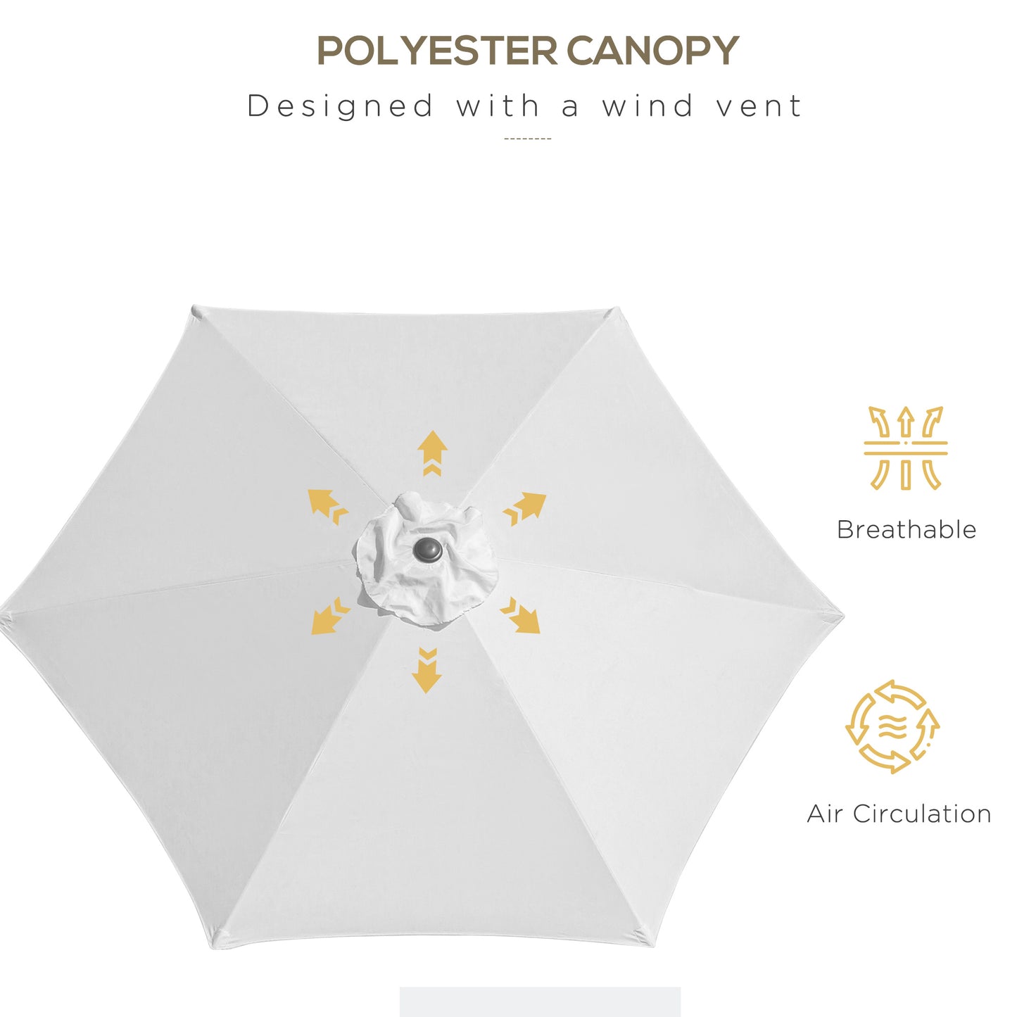 8.5' Round Aluminum Patio Umbrella 6 Ribs Market Sunshade Tilt Canopy w/ Crank Handle Garden Parasol Cream White
