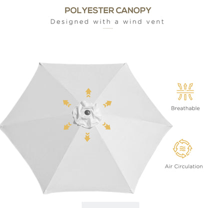 8.5' Round Aluminum Patio Umbrella 6 Ribs Market Sunshade Tilt Canopy w/ Crank Handle Garden Parasol Cream White