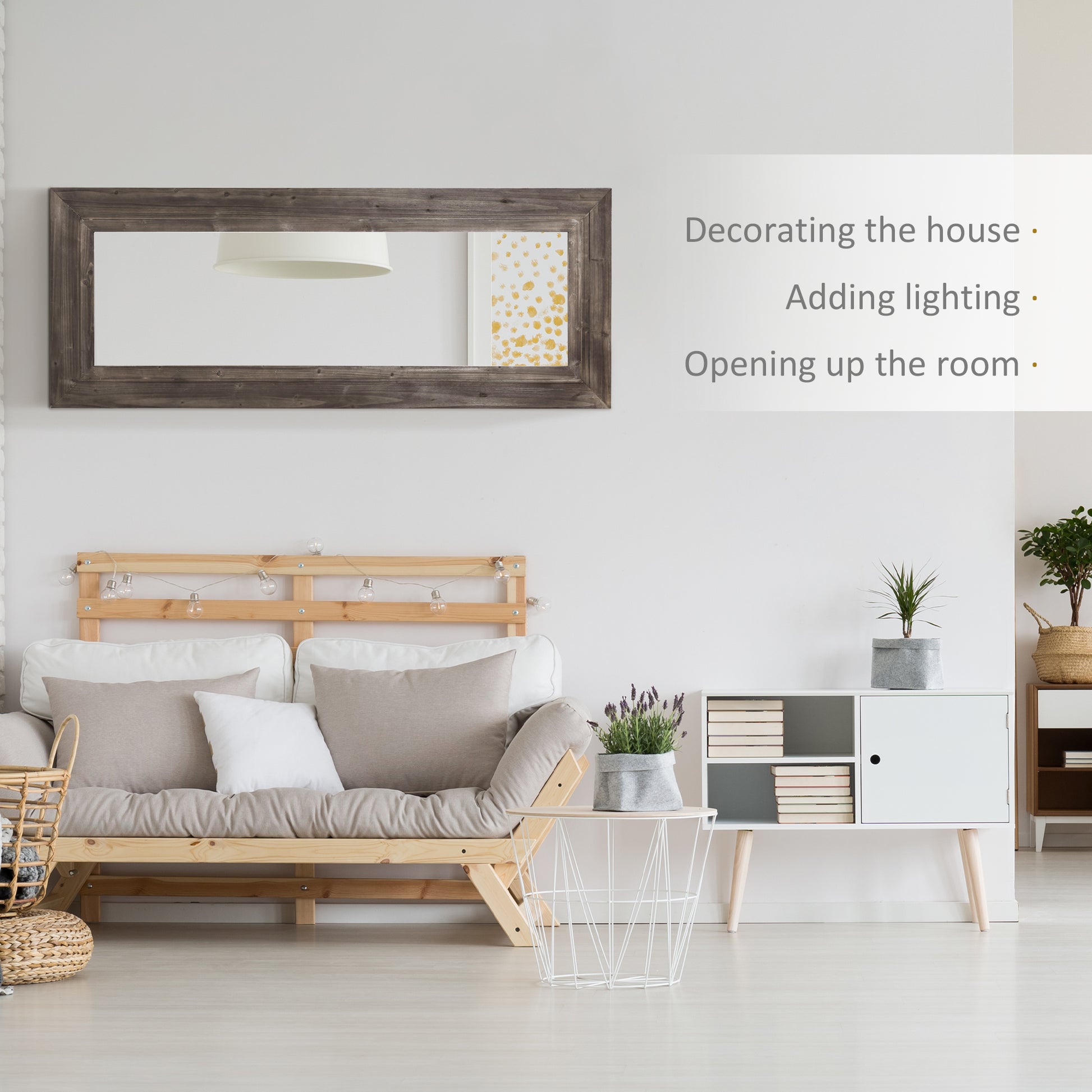 59" x 23.5" Full Length Mirror, Farmhouse Wall Mount and Leaner Floor Mirror, Vertical and Horizontal for Bedroom, Dark 