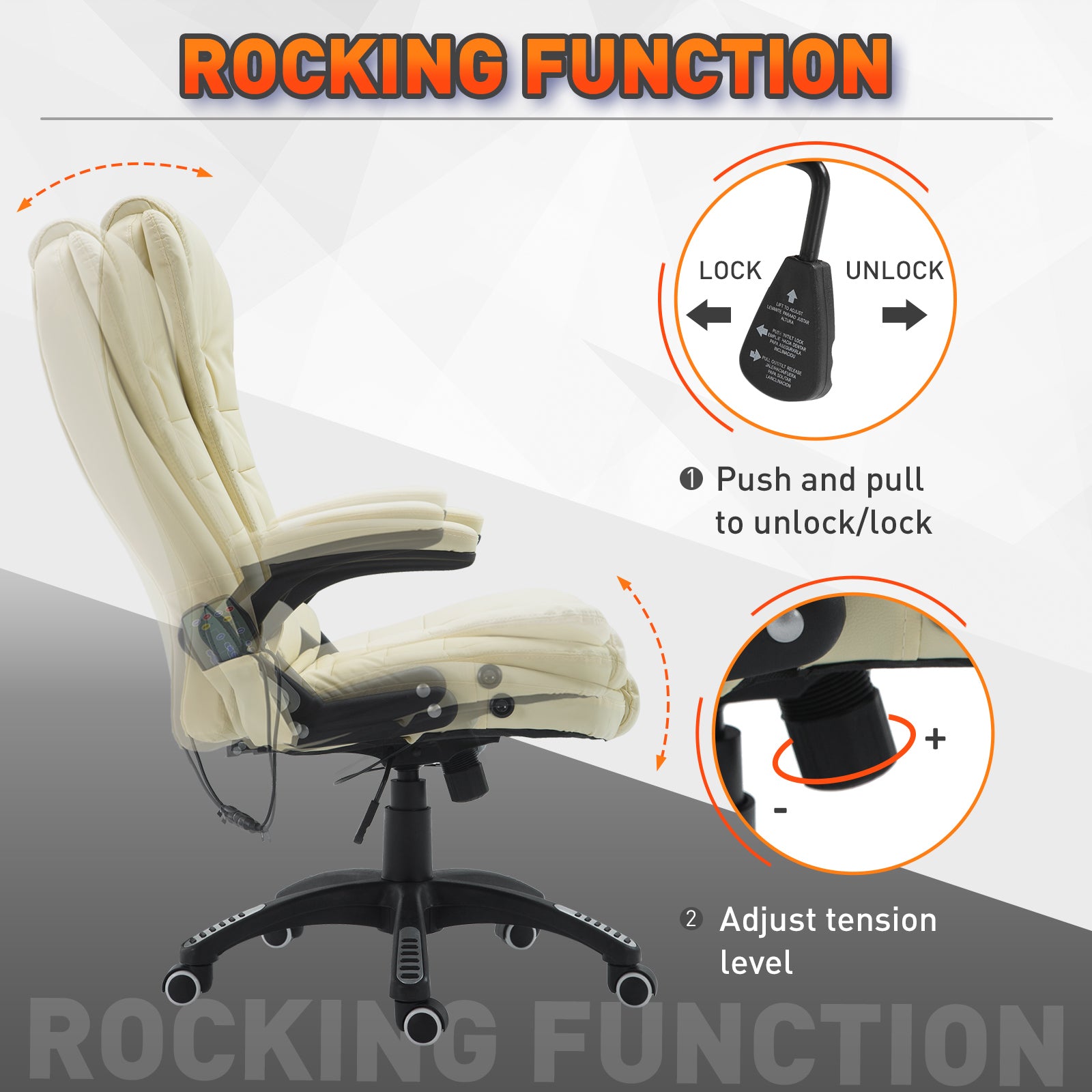 Massage Office Chairs Computer Executive Ergonomic Heated Vibrating Beige