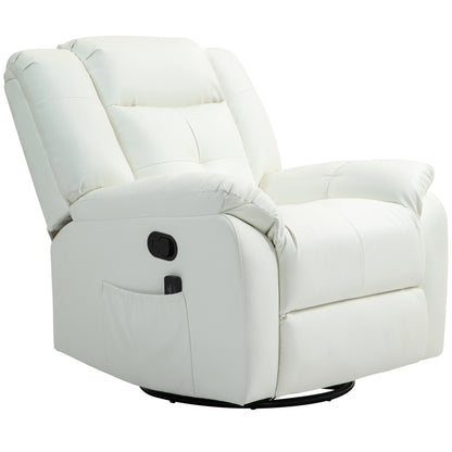 8-Point Vibration Massage Recliner Chair with Comfor Padding, Remote Control, Side Pockets, Swivel Nursery Rocking Chair