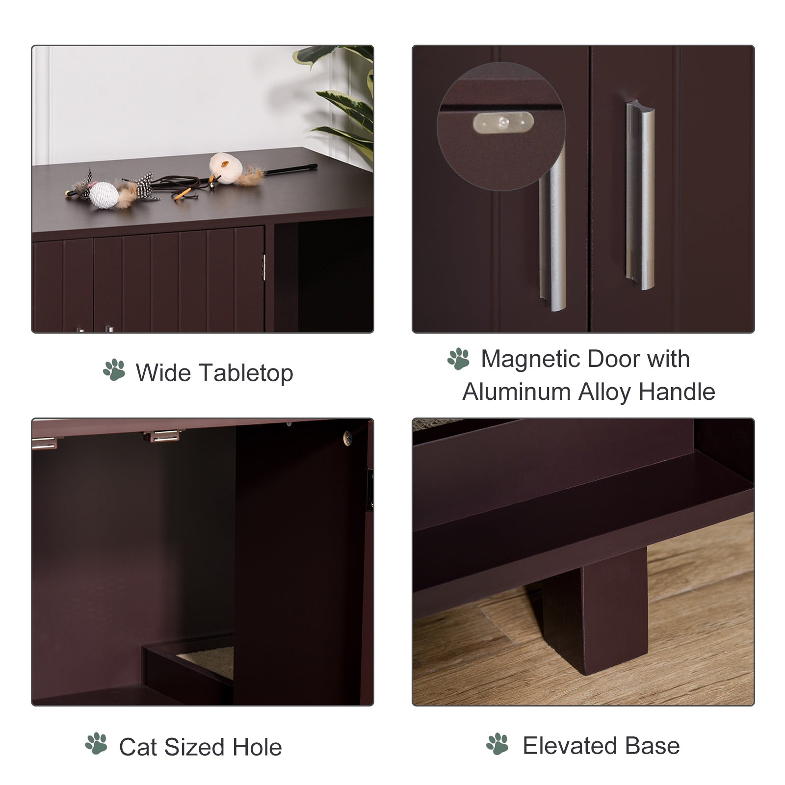 Cat Litter Box Enclosure, Hidden Litter Box Furniture, Cat House End Table Washroom with Scratching Pad, for Indoor Cats