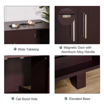 Cat Litter Box Enclosure, Hidden Litter Box Furniture, Cat House End Table Washroom with Scratching Pad, for Indoor Cats